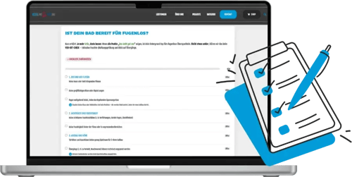 Online-Checkliste „Ist dein Bad bereit für fugenlos_“ – digitaler Self-Check für Untergründe und Badvorbereitung. (1)
